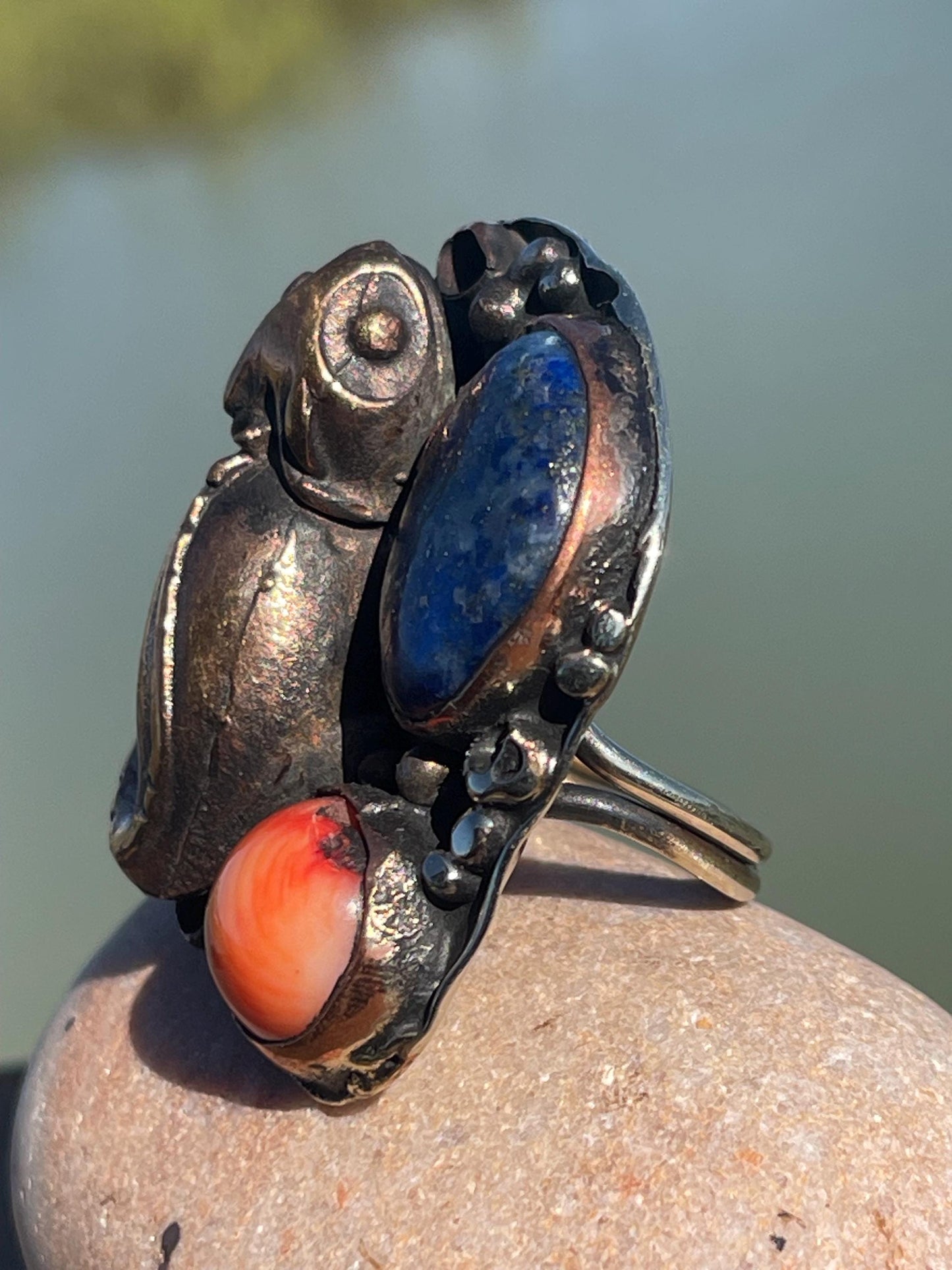 Fabulous vintage ghecko ring, lapis ring, boho vintage jewellery, ethical jewellery, gypsy ring. Gypsy jewellery, statement jewellery