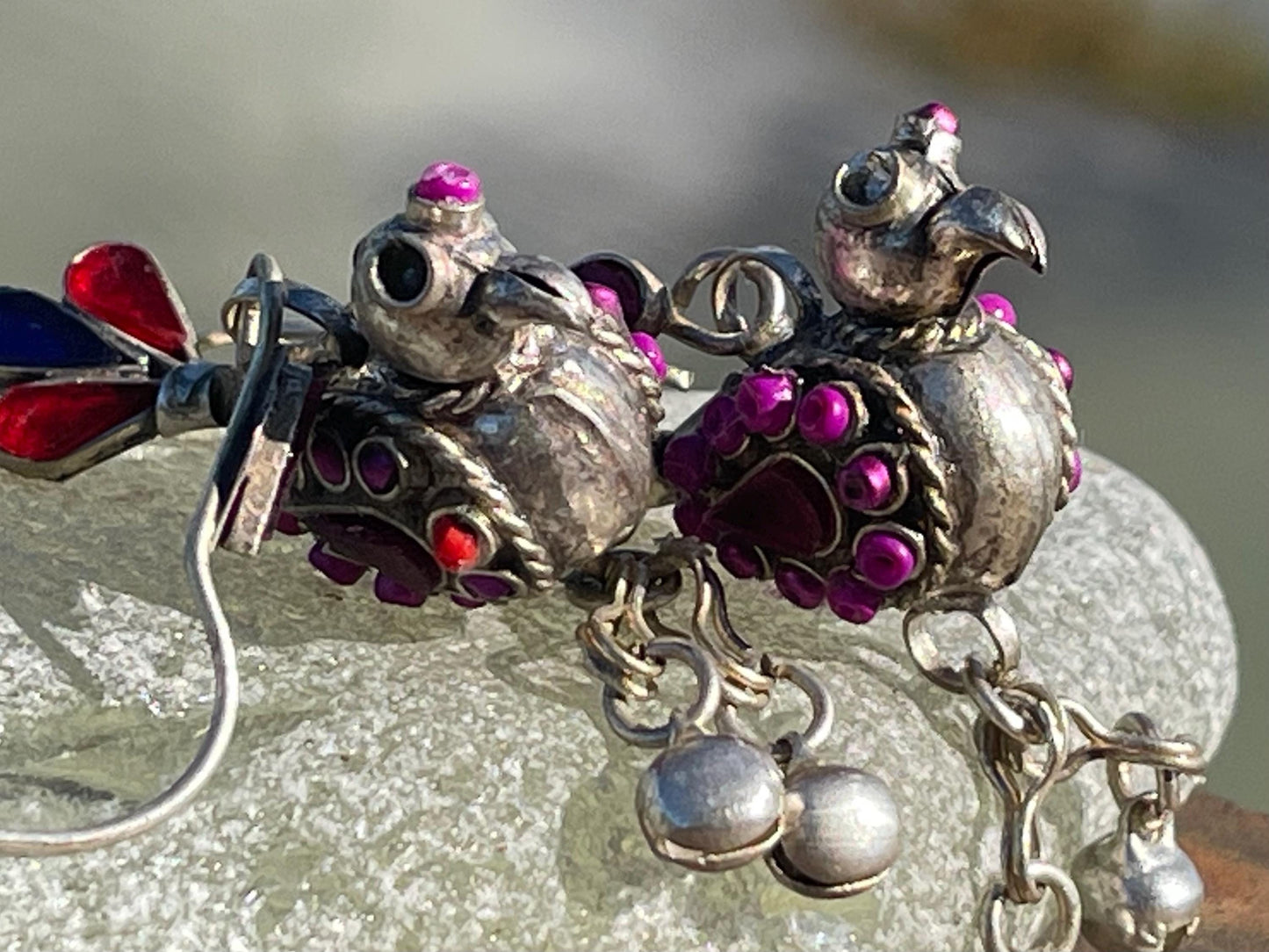 Gypsy jewellery, vintage bird earrings, silver bird earrings, vintage bird jewellery, ethical jewellery,  gypsy earrings, unusual gift ideas