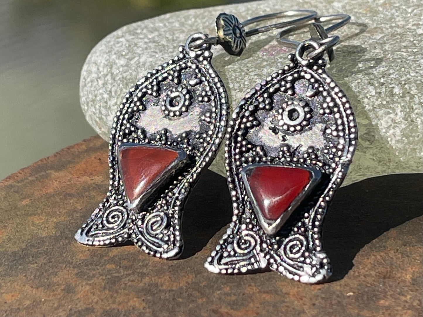 Gypsy jewellery, vintage fish earrings, silver fish earrings, vintage fish jewellery, ethical jewellery,  gypsy earrings, unusual gift ideas