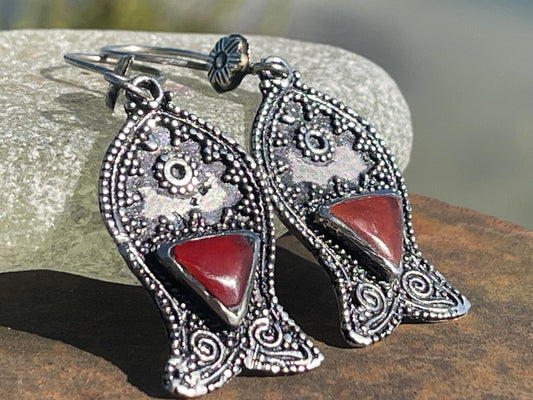 Gypsy jewellery, vintage fish earrings, silver fish earrings, vintage fish jewellery, ethical jewellery,  gypsy earrings, unusual gift ideas