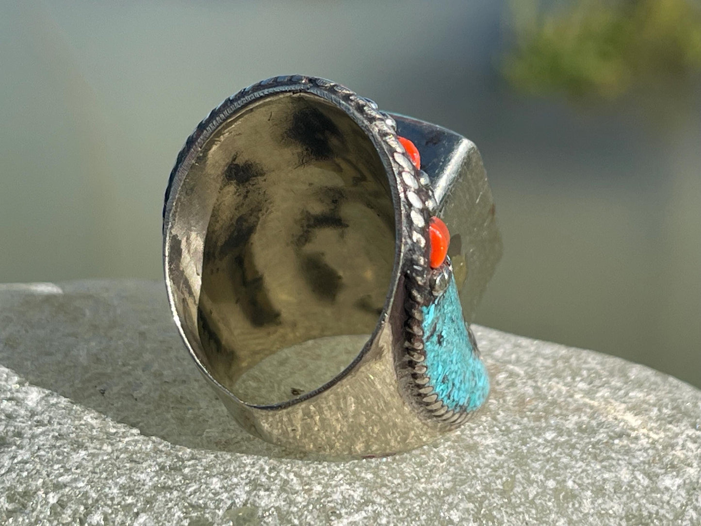Vintage ring, vintage jewellery, ethical jewellery, gypsy ring. Gypsy jewellery, large ring, statement ring, turquoise ring, blue ring