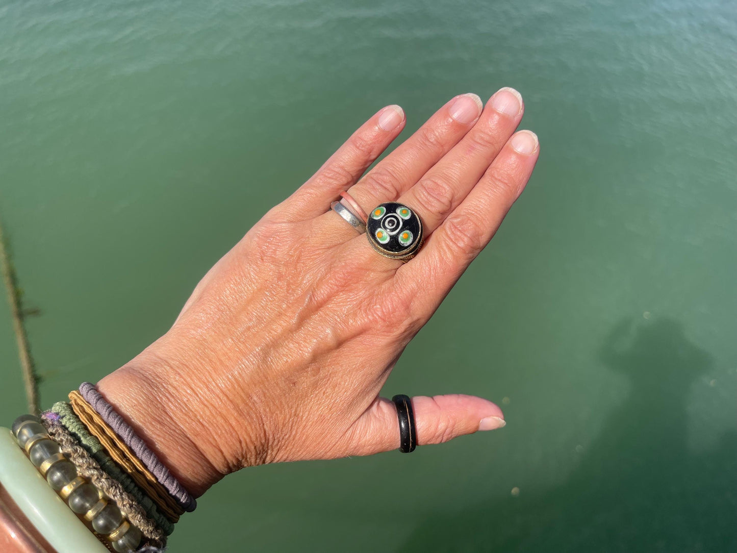 Fabulous vintage ring, large black ring, boho vintage jewellery, ethical jewellery, gypsy ring. Gypsy jewellery, statement jewellery