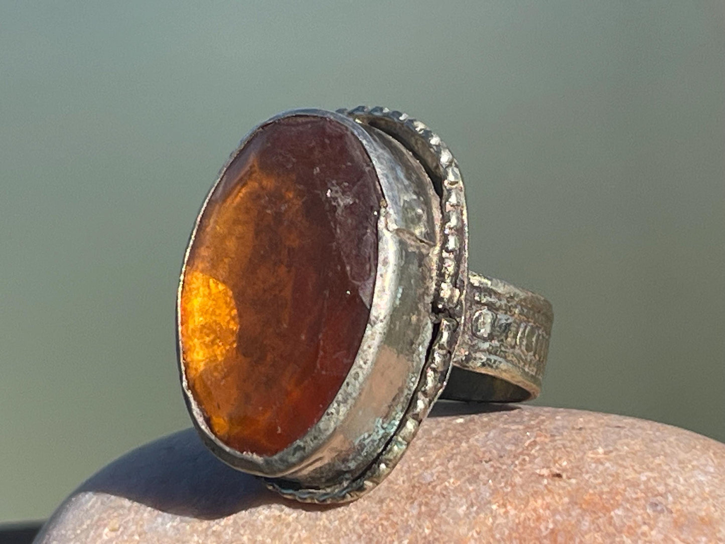 Fabulous vintage ring, large orange ring, boho vintage jewellery, ethical jewellery, gypsy ring. Gypsy jewellery, statement jewellery