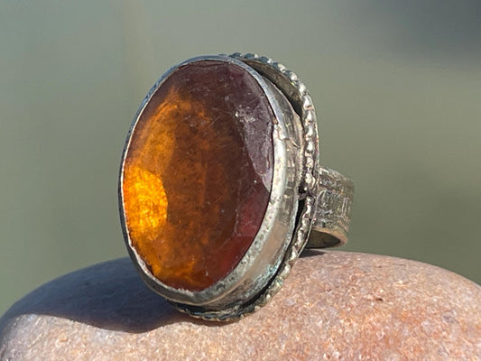 Fabulous vintage ring, large orange ring, boho vintage jewellery, ethical jewellery, gypsy ring. Gypsy jewellery, statement jewellery
