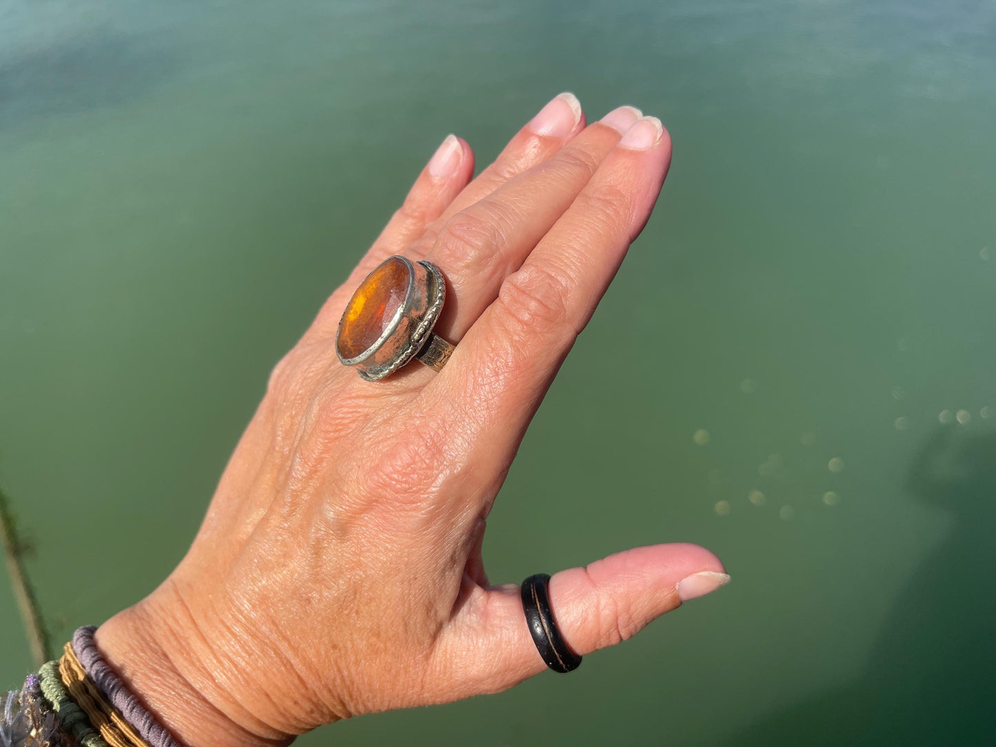 Fabulous vintage ring, large orange ring, boho vintage jewellery, ethical jewellery, gypsy ring. Gypsy jewellery, statement jewellery