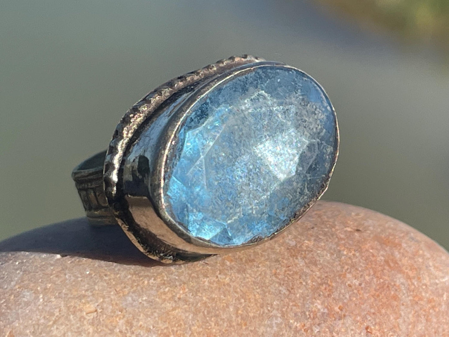 Fabulous vintage ring, large blue ring, boho vintage jewellery, ethical jewellery, gypsy ring. Gypsy jewellery, statement jewellery