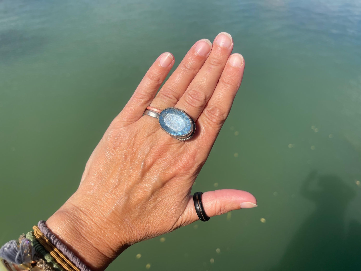 Fabulous vintage ring, large blue ring, boho vintage jewellery, ethical jewellery, gypsy ring. Gypsy jewellery, statement jewellery