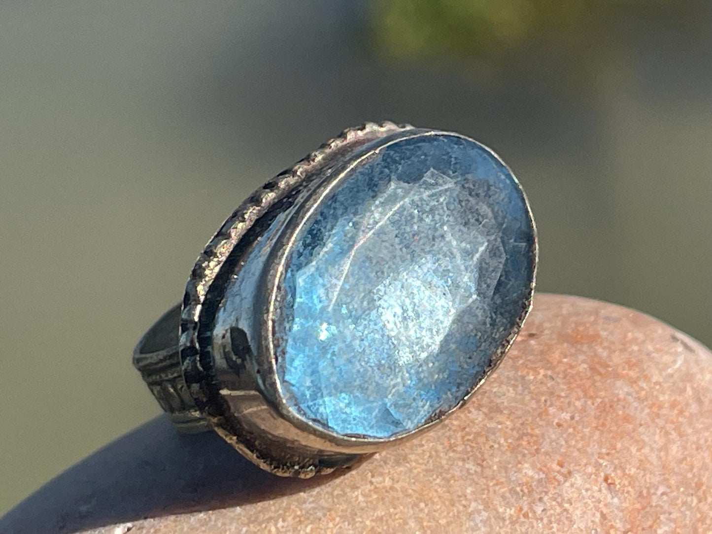 Fabulous vintage ring, large blue ring, boho vintage jewellery, ethical jewellery, gypsy ring. Gypsy jewellery, statement jewellery