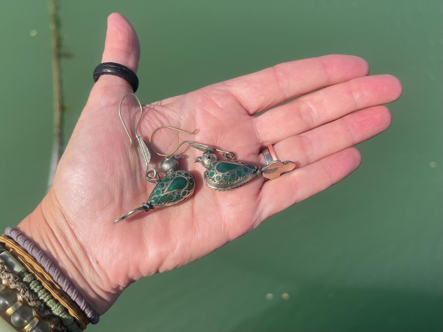 Gypsy jewellery, vintage bird earrings, silver bird earrings, vintage bird jewellery, ethical jewellery,  gypsy earrings, unusual gift ideas