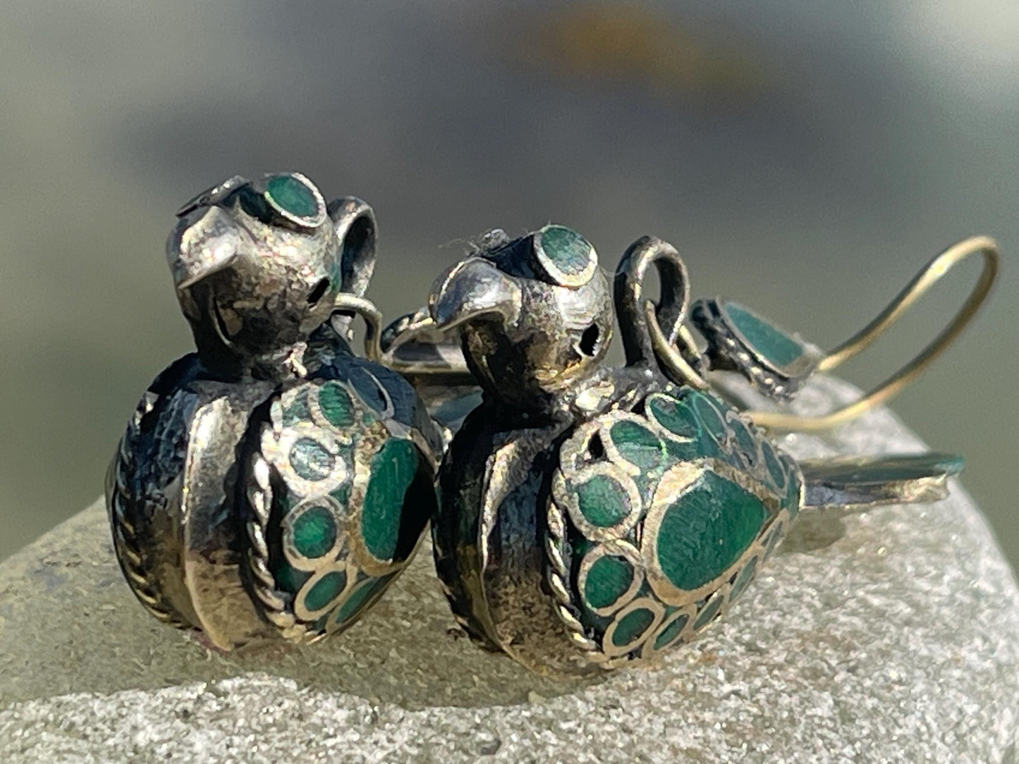 Gypsy jewellery, vintage bird earrings, silver bird earrings, vintage bird jewellery, ethical jewellery,  gypsy earrings, unusual gift ideas