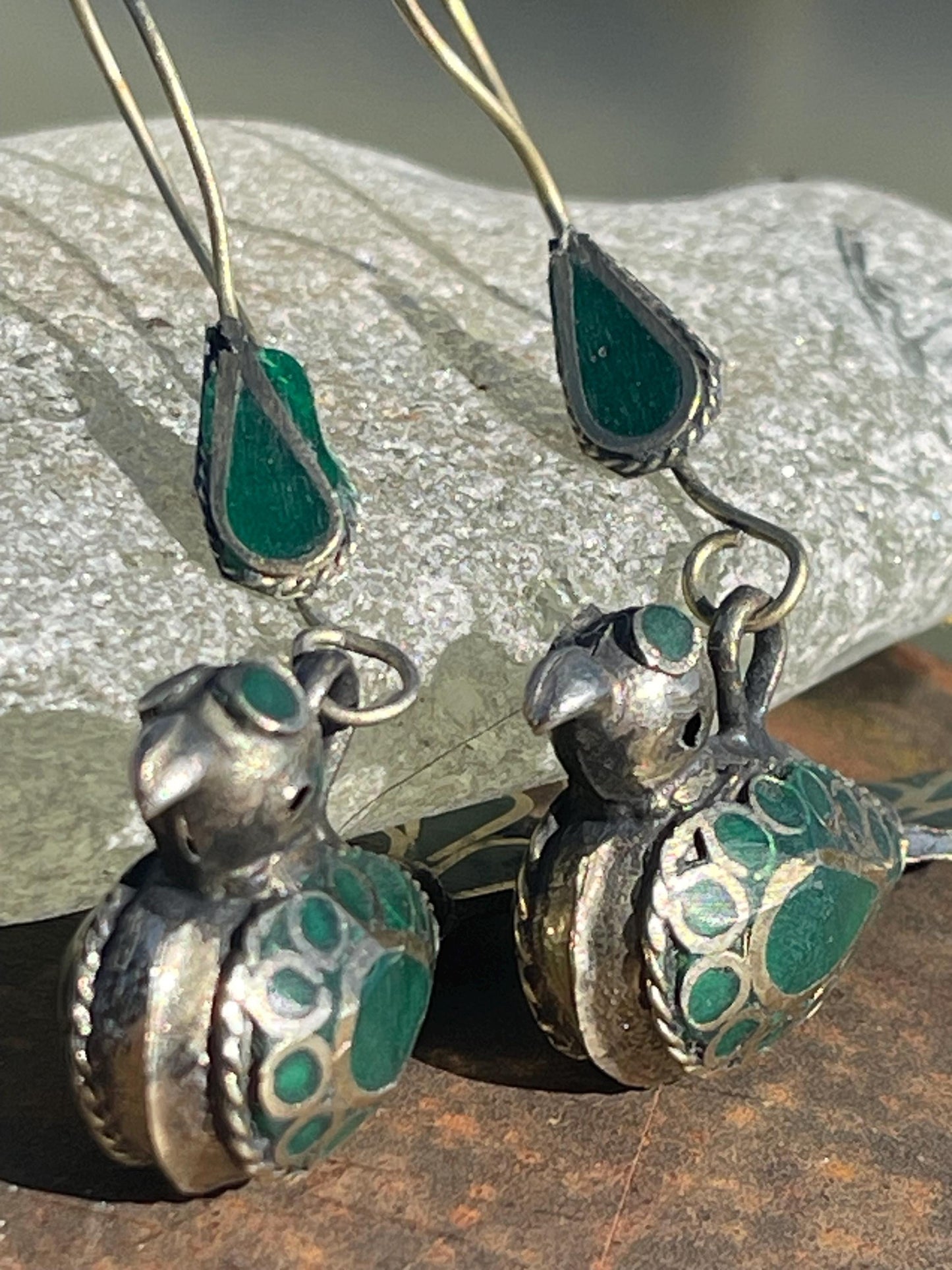 Gypsy jewellery, vintage bird earrings, silver bird earrings, vintage bird jewellery, ethical jewellery,  gypsy earrings, unusual gift ideas