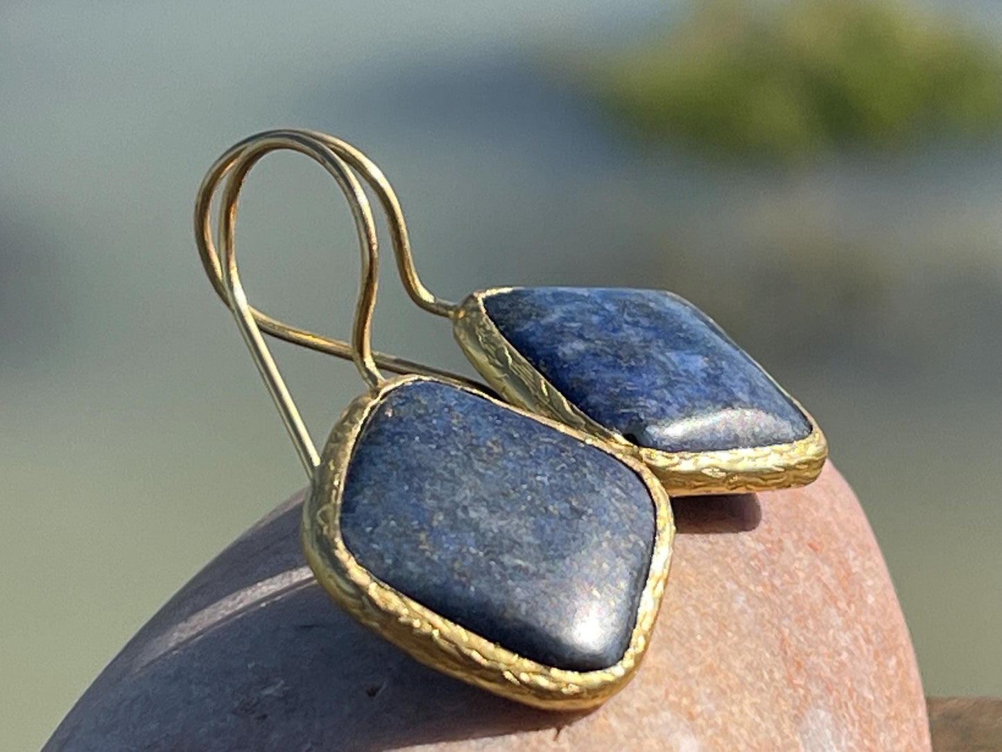 Vintage earrings, eco friendly earrings, ethical jewellery, lapis earrings, lapis jewellery. Retro earrings, boho earrings, gift for her