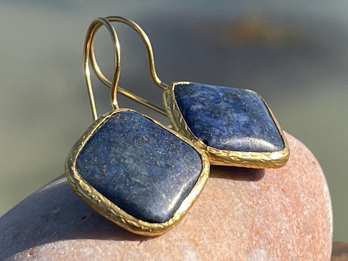 Vintage earrings, eco friendly earrings, ethical jewellery, lapis earrings, lapis jewellery. Retro earrings, boho earrings, gift for her