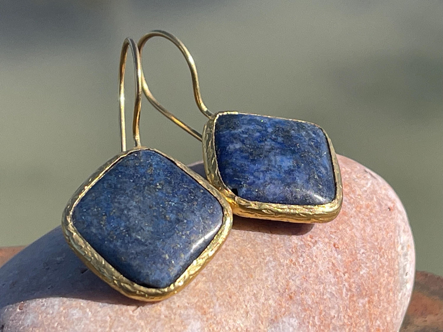 Vintage earrings, eco friendly earrings, ethical jewellery, lapis earrings, lapis jewellery. Retro earrings, boho earrings, gift for her