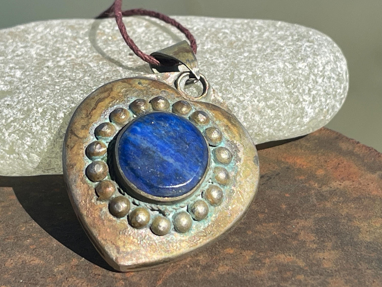 Gypsy jewellery, heart necklace, lapis necklace, vintage jewellery, ethical jewellery, heart pendant, boho necklace, unique necklace, boho