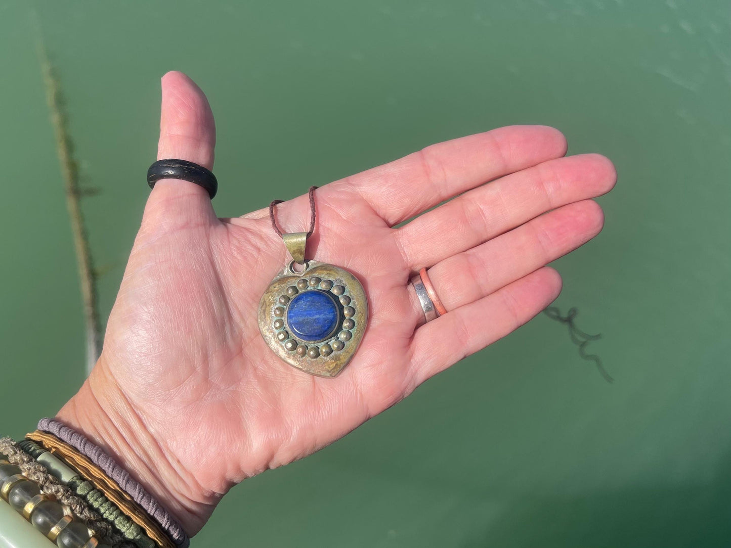 Gypsy jewellery, heart necklace, lapis necklace, vintage jewellery, ethical jewellery, heart pendant, boho necklace, unique necklace, boho