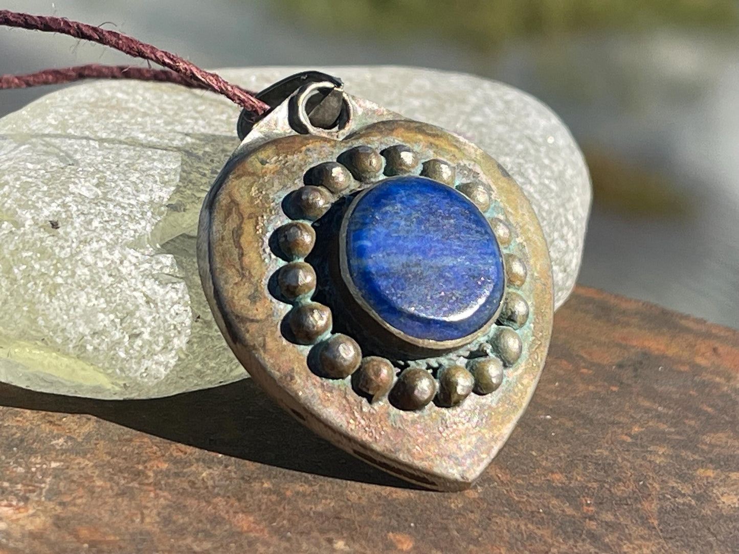 Gypsy jewellery, heart necklace, lapis necklace, vintage jewellery, ethical jewellery, heart pendant, boho necklace, unique necklace, boho