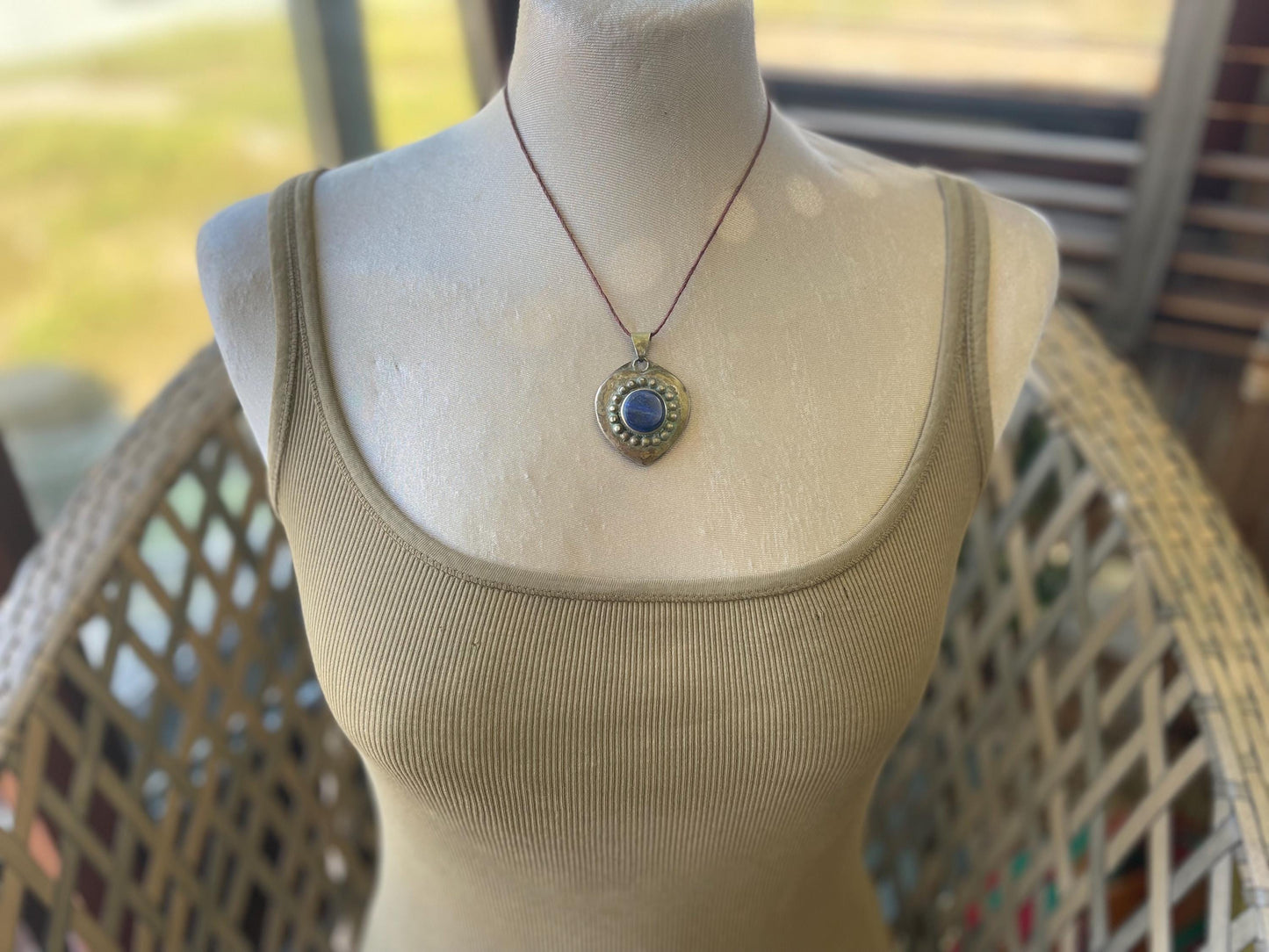 Gypsy jewellery, heart necklace, lapis necklace, vintage jewellery, ethical jewellery, heart pendant, boho necklace, unique necklace, boho