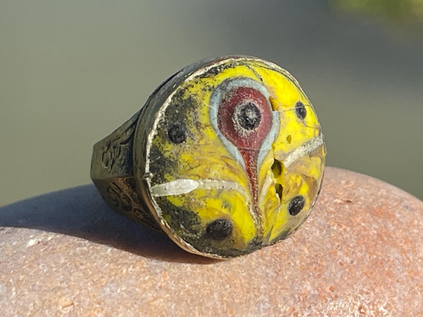 Fabulous vintage ring, large yellow ring, boho vintage jewellery, ethical jewellery, gypsy ring. Gypsy jewellery, statement jewellery