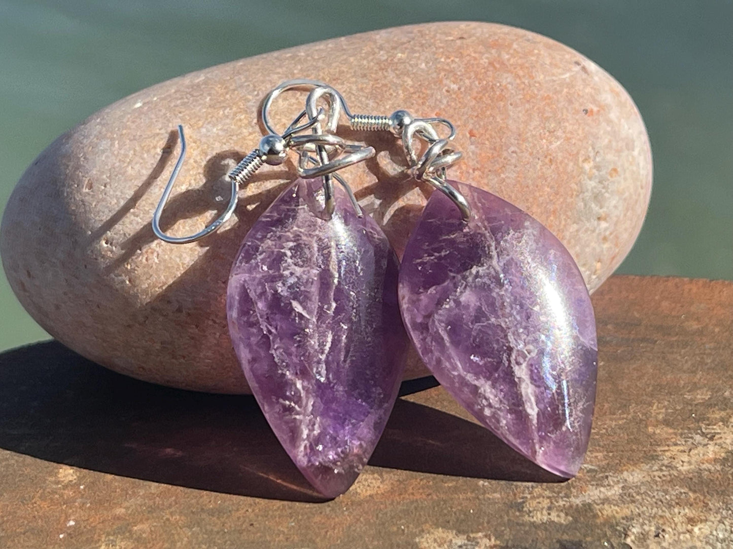 Handmade amethyst earrings, ethical jewellery, amethyst jewellery, handmade purple earrings, eco friendly earrings, purple jewellery, boho