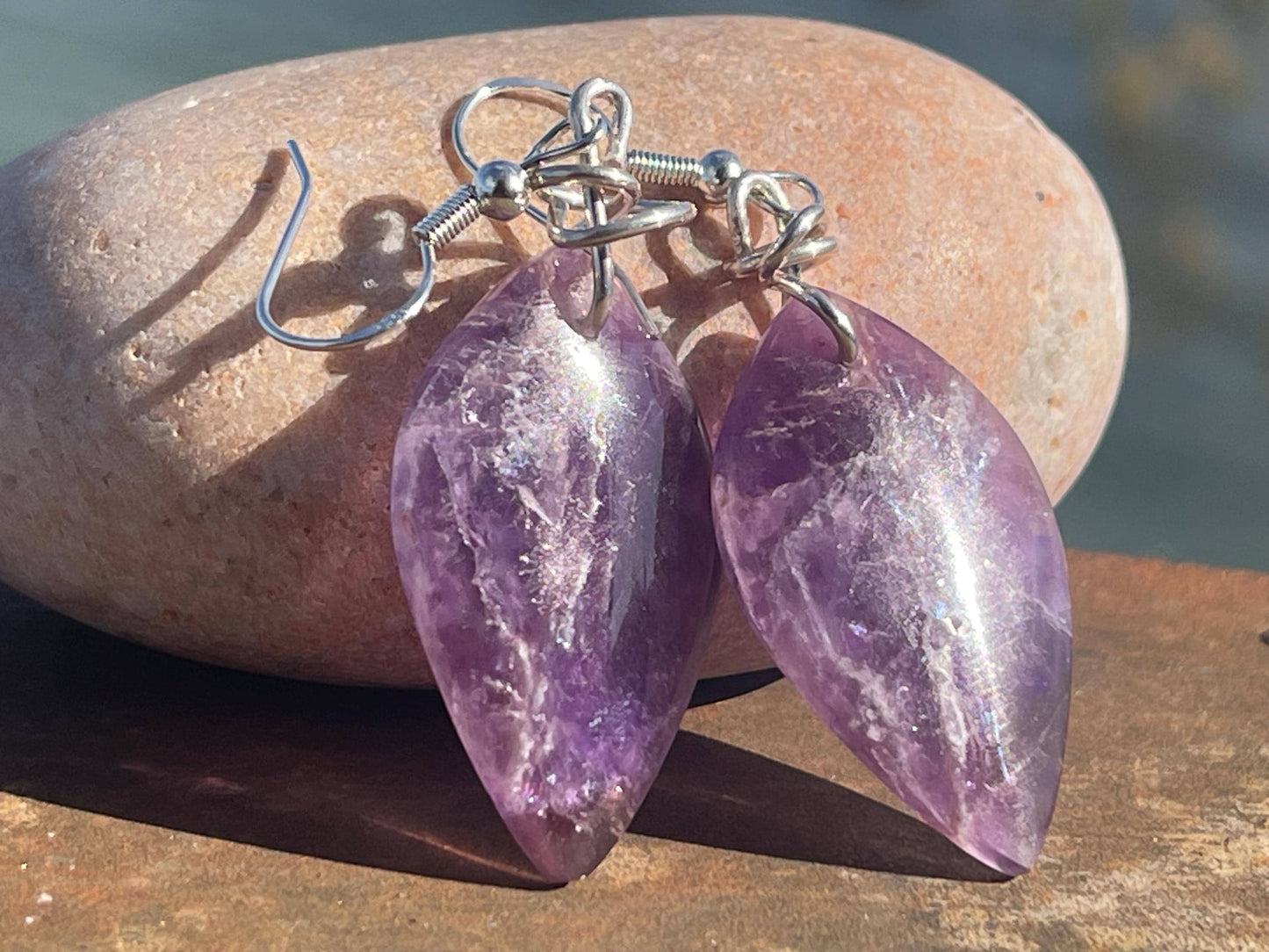 Handmade amethyst earrings, ethical jewellery, amethyst jewellery, handmade purple earrings, eco friendly earrings, purple jewellery, boho