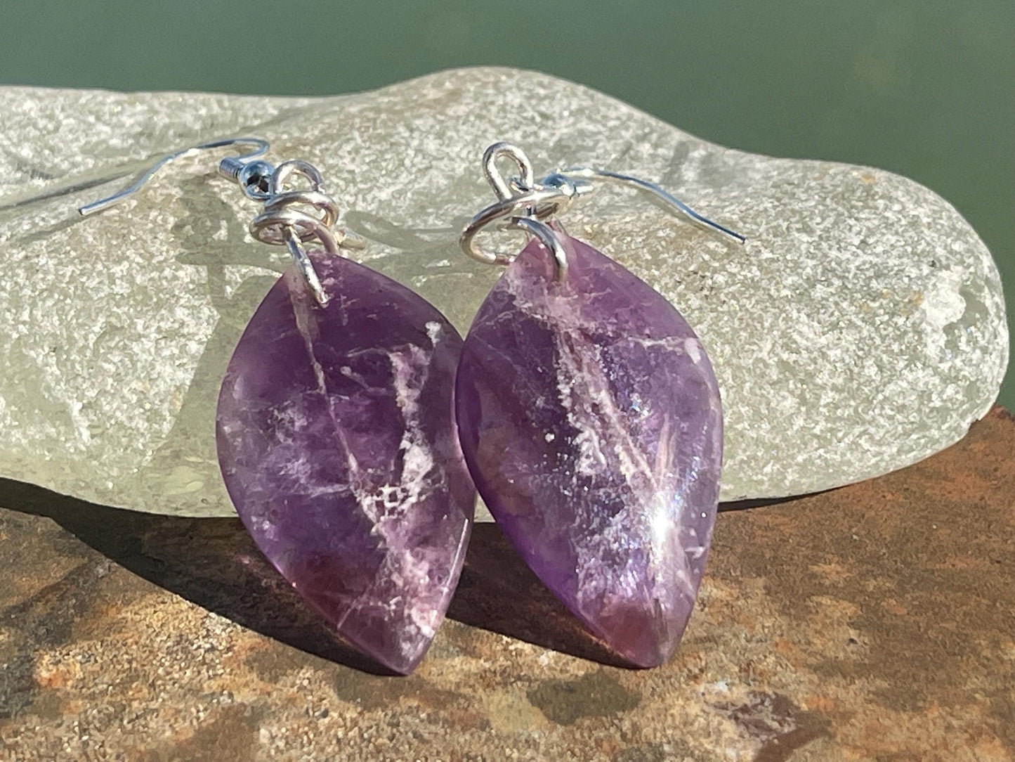 Handmade amethyst earrings, ethical jewellery, amethyst jewellery, handmade purple earrings, eco friendly earrings, purple jewellery, boho