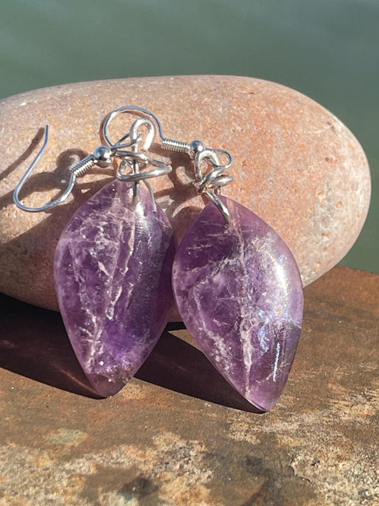 Handmade amethyst earrings, ethical jewellery, amethyst jewellery, handmade purple earrings, eco friendly earrings, purple jewellery, boho