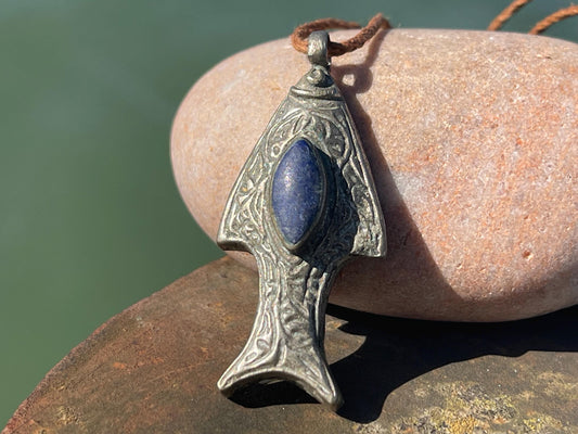 Gypsy jewellery, fish necklace, lapis necklace, vintage jewellery, ethical jewellery, fish pendant, boho necklace, unique lapis fish