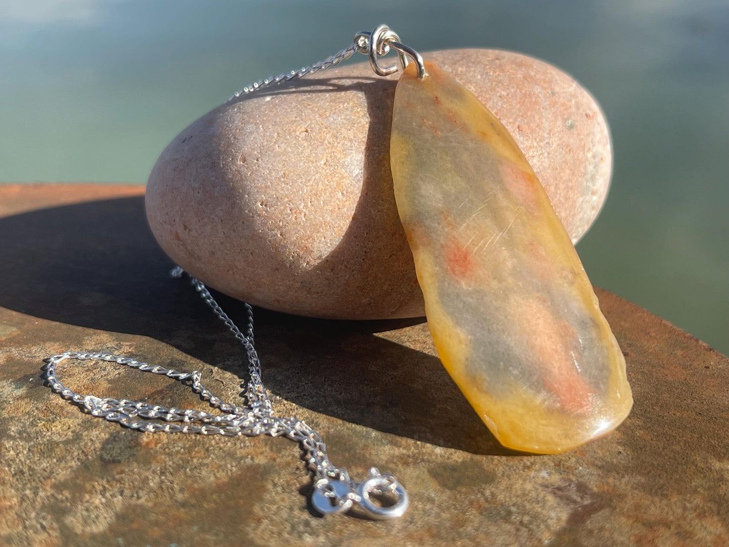 Agate necklace, ethical jewellery, bohemian necklace, unusual jewellery, agate pendant, white gemstone necklace. Boho jewellery