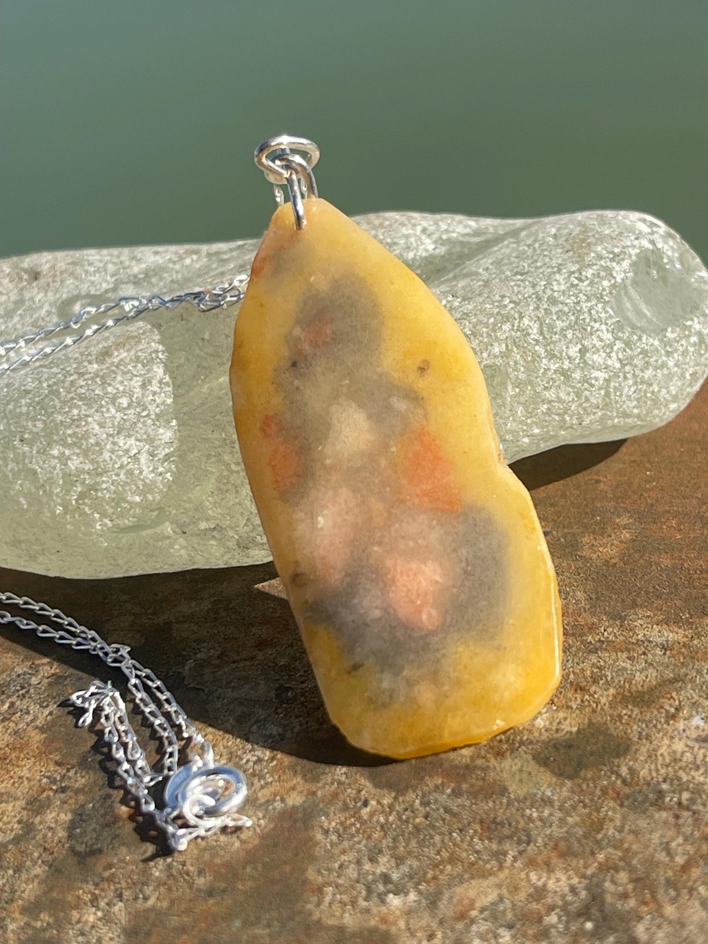 Agate necklace, ethical jewellery, bohemian necklace, unusual jewellery, agate pendant, white gemstone necklace. Boho jewellery