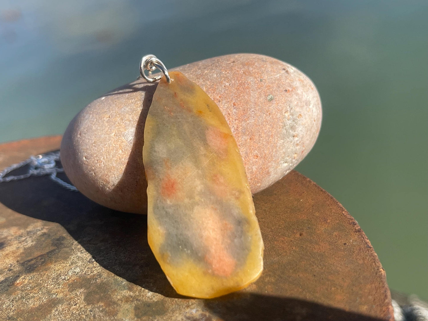 Agate necklace, ethical jewellery, bohemian necklace, unusual jewellery, agate pendant, white gemstone necklace. Boho jewellery