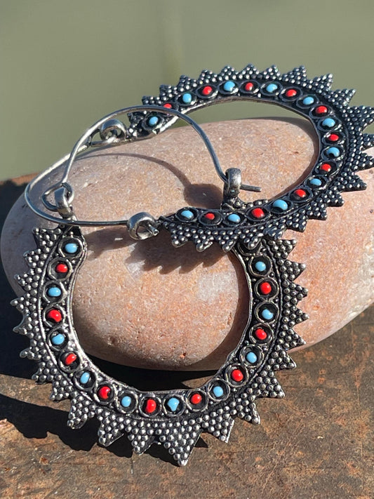 Vintage turquoise earrings, turquoise jewellery, ethical jewellery, gypsy earrings. Eco friendly jewellery. Ethical jewellery.