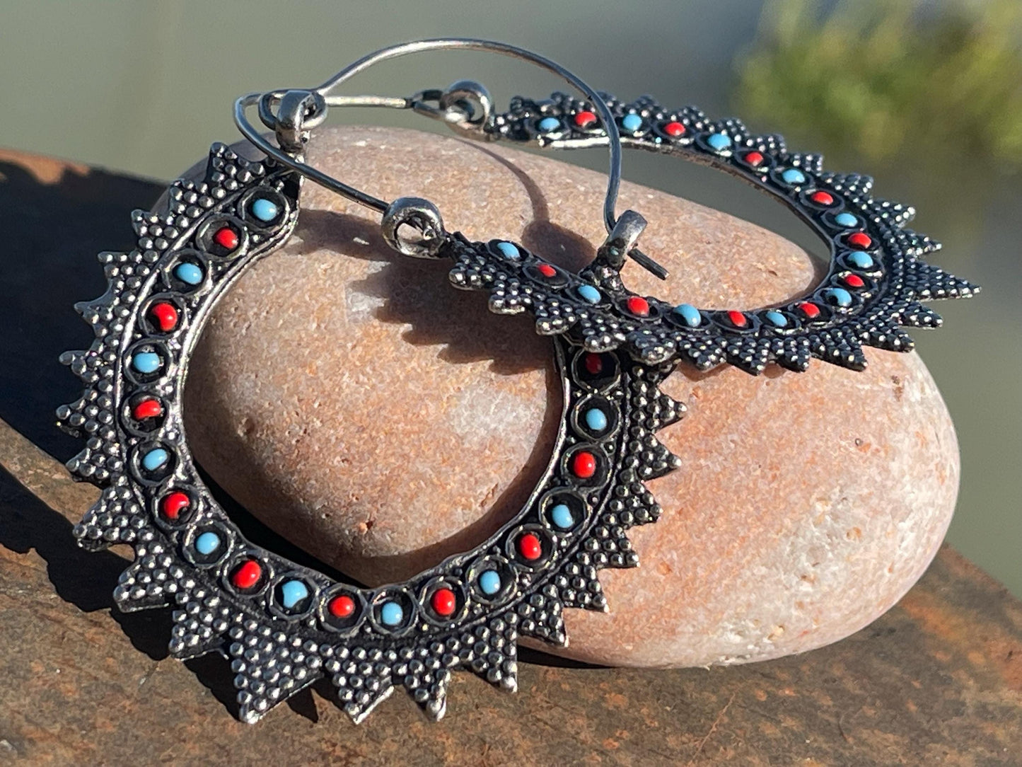 Vintage turquoise earrings, turquoise jewellery, ethical jewellery, gypsy earrings. Eco friendly jewellery. Ethical jewellery.