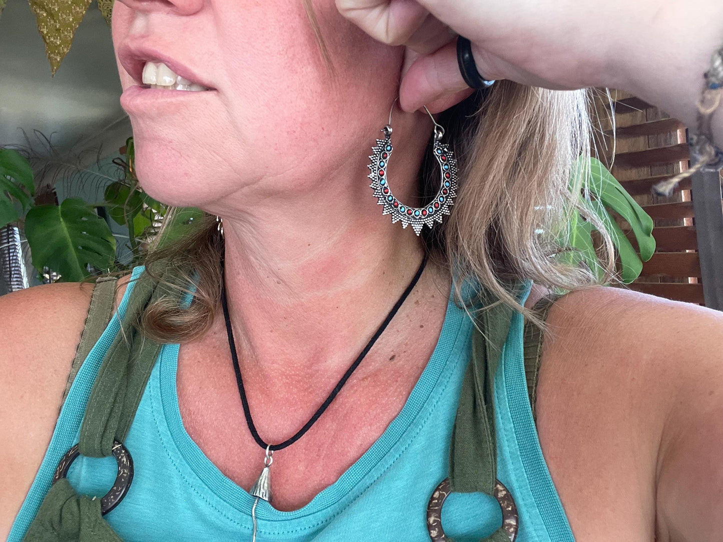 Vintage turquoise earrings, turquoise jewellery, ethical jewellery, gypsy earrings. Eco friendly jewellery. Ethical jewellery.