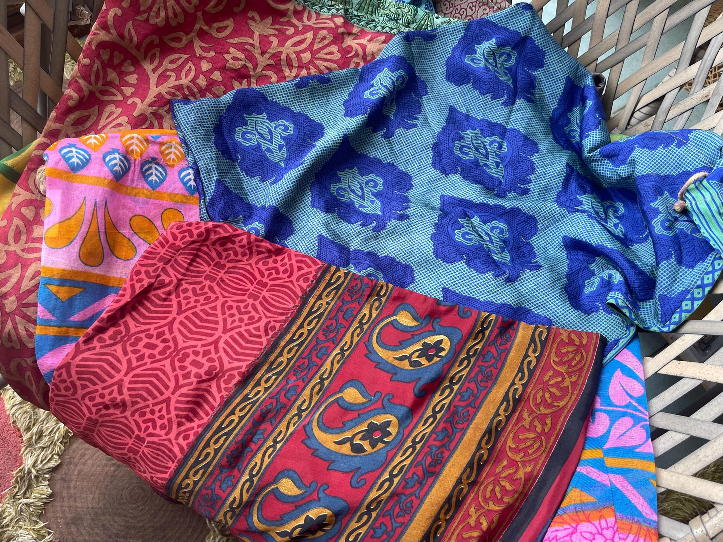 Large recycled sari bags. Alternative eco friendly wrapping option. Recycled bags for gifts. Recycled gift bags. Ethical draw string bags.