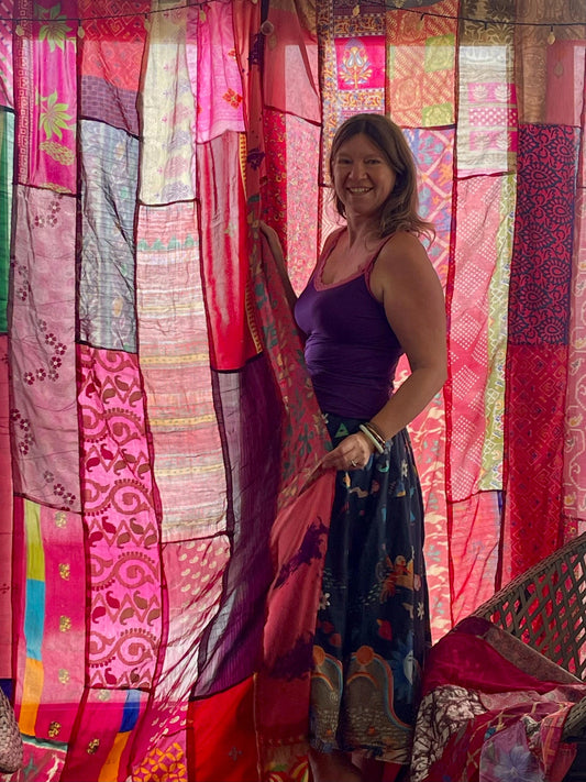 Handmade pink curtains, Recycled Vintage Curtains, Boho Style, Ethical Furnishings, Romantic Gift, Unique Home decor, eco friendly curtain