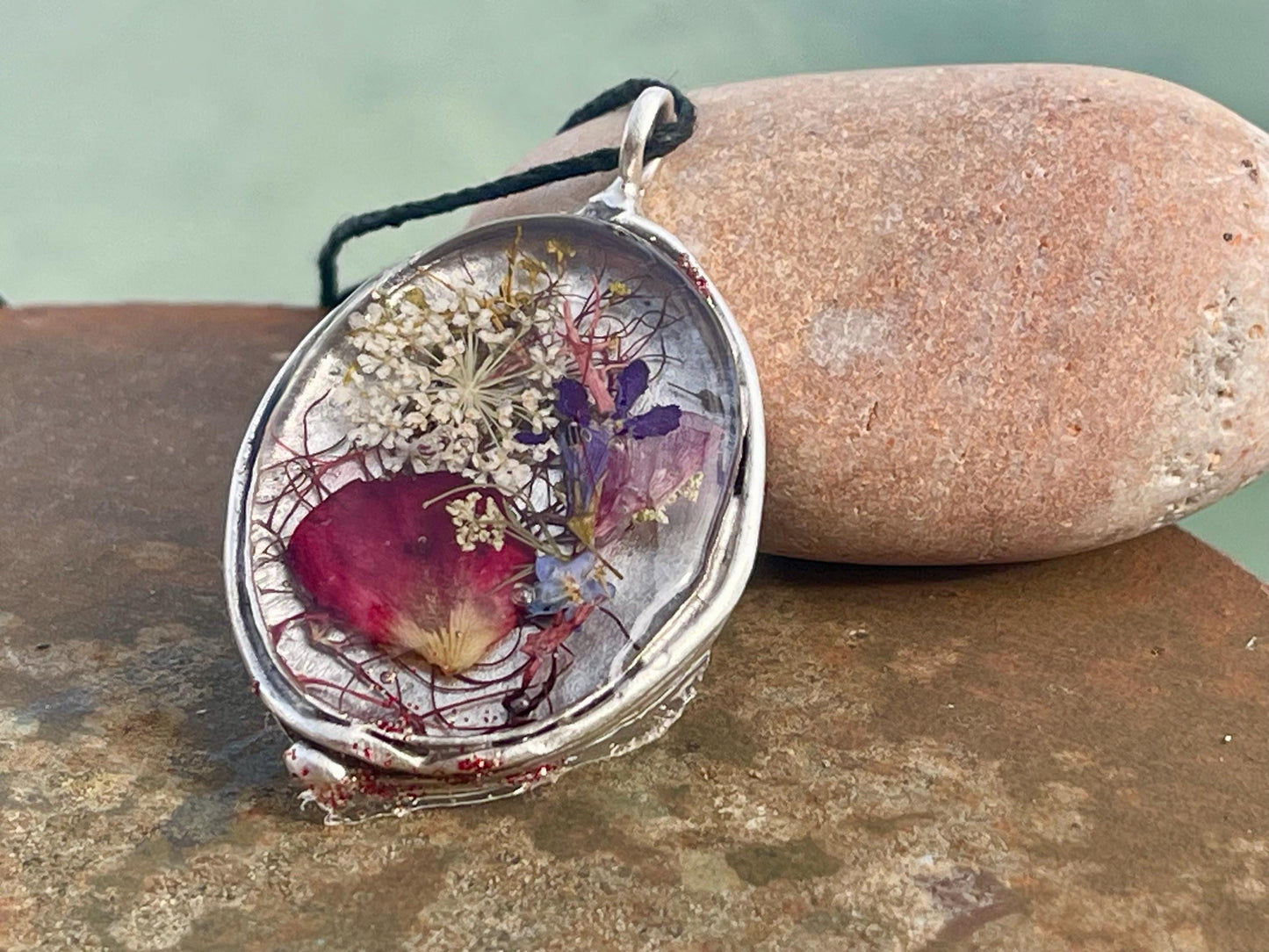 Flower necklace, ethical jewellery, rose necklace, handmade necklace, boho jewellery, gift for her flower pendant, handmade boho necklace