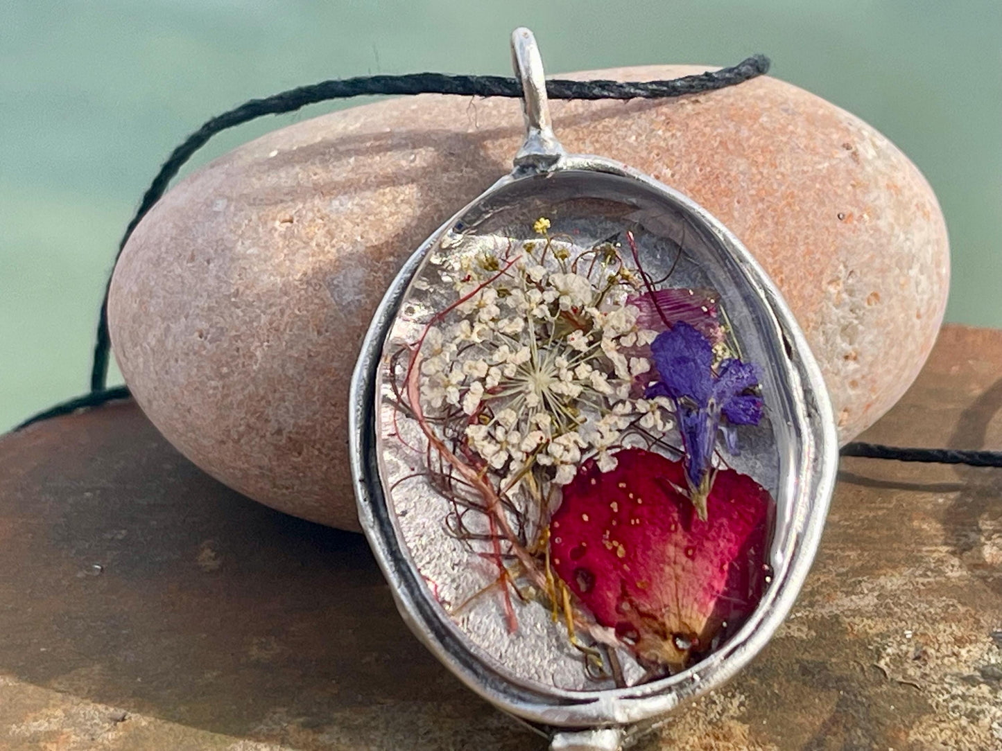 Flower necklace, ethical jewellery, rose necklace, handmade necklace, boho jewellery, gift for her flower pendant, handmade boho necklace