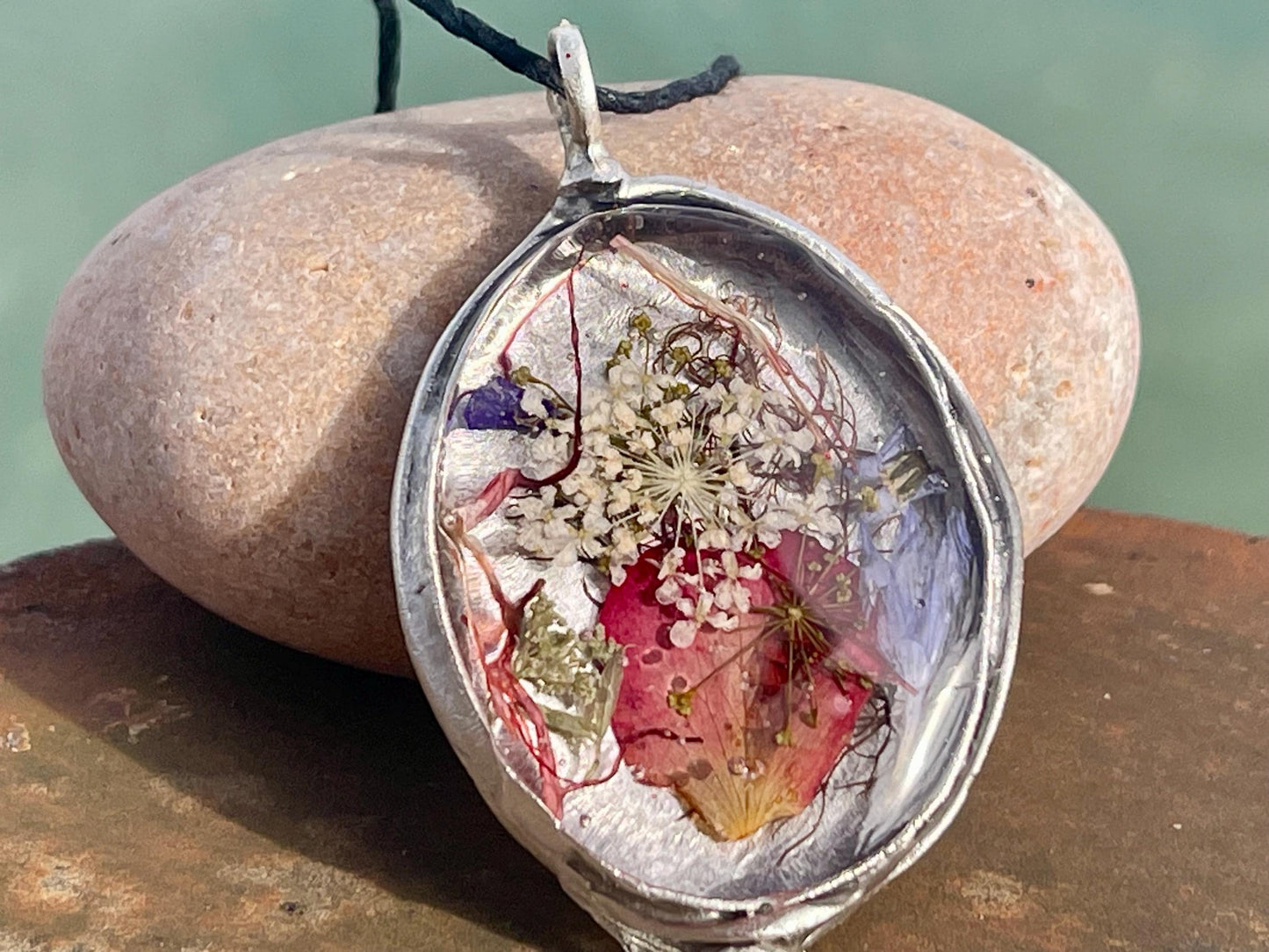 Flower necklace, ethical jewellery, rose necklace, handmade necklace, boho jewellery, gift for her flower pendant, handmade boho necklace