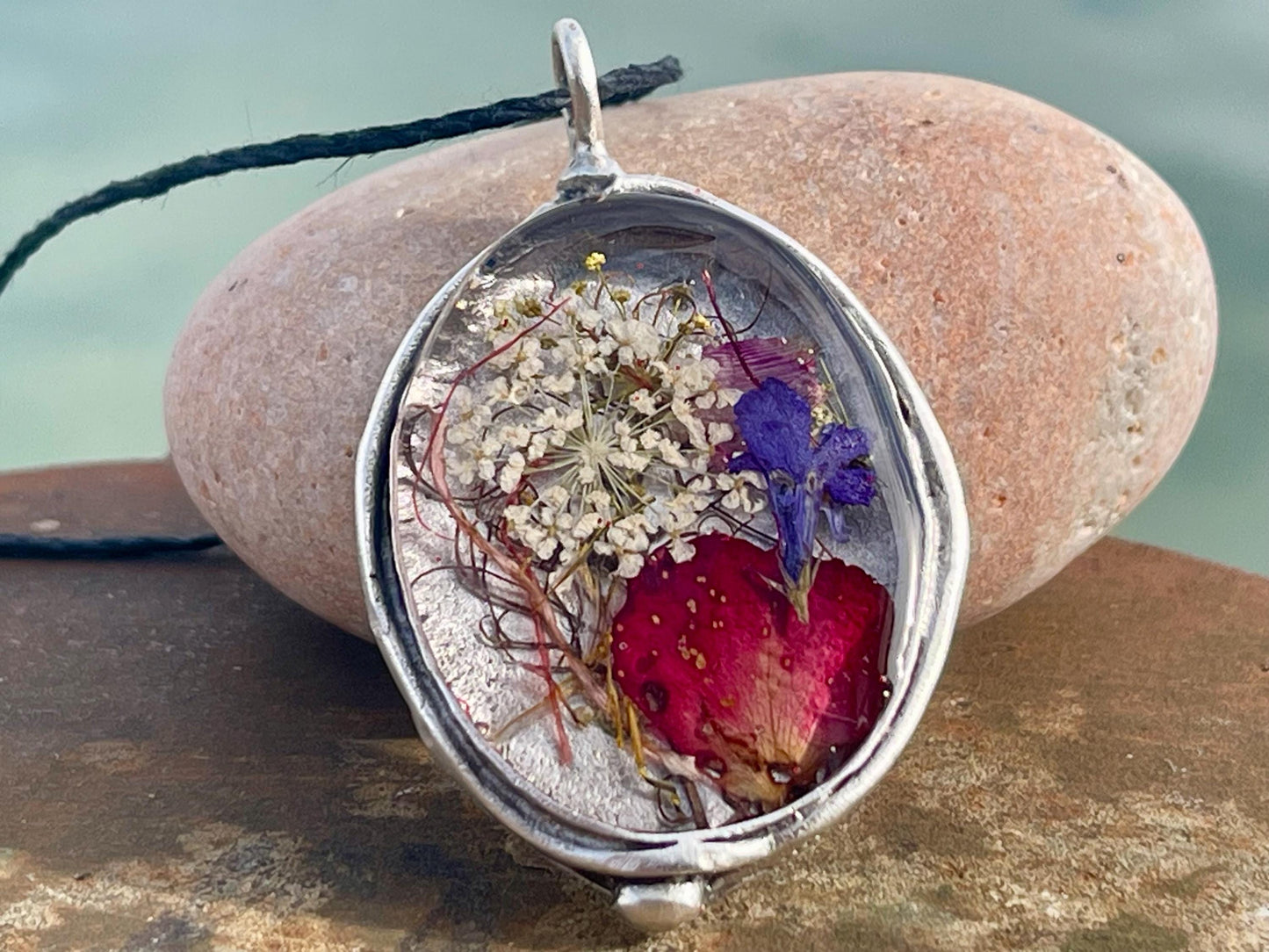 Flower necklace, ethical jewellery, rose necklace, handmade necklace, boho jewellery, gift for her flower pendant, handmade boho necklace