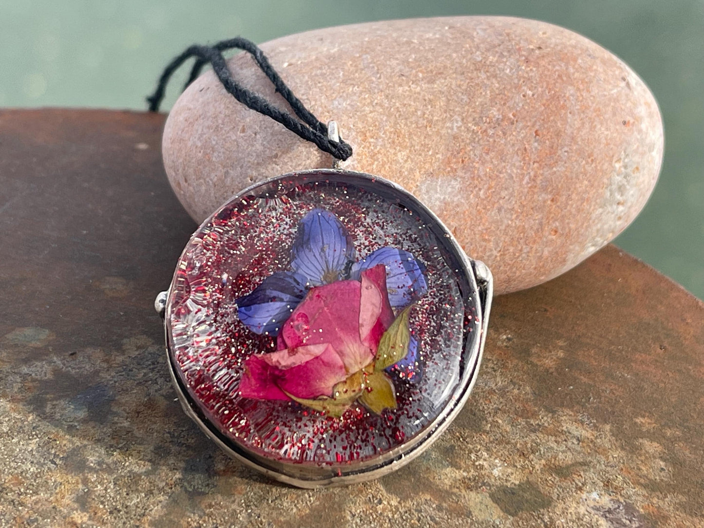 Flower necklace, ethical jewellery, rose necklace, handmade necklace, boho jewellery, gift for her flower pendant, handmade boho necklace