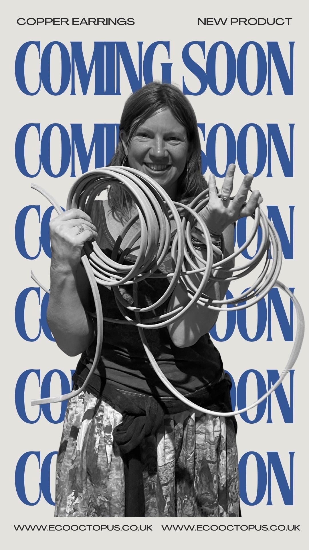 Eco friendly blue ceramic and recycled copper earrings. Unique earrings, ethical jewellery, unusual boho jewellery, eco friendly jewellery.