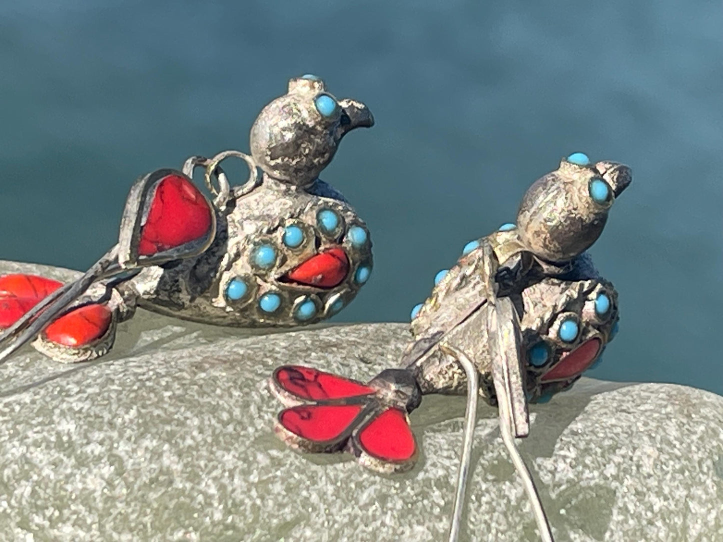Gypsy jewellery, vintage bird earrings, silver bird earrings, vintage bird jewellery, ethical jewellery,  gypsy earrings, unusual gift ideas