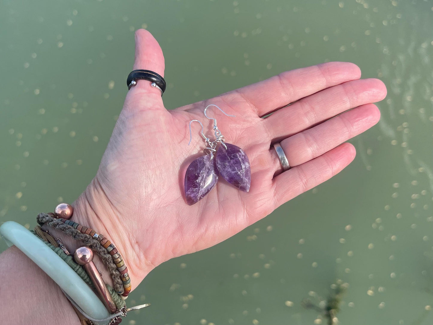 Handmade amethyst earrings, ethical jewellery, amethyst jewellery, handmade purple earrings, eco friendly earrings, purple jewellery, boho