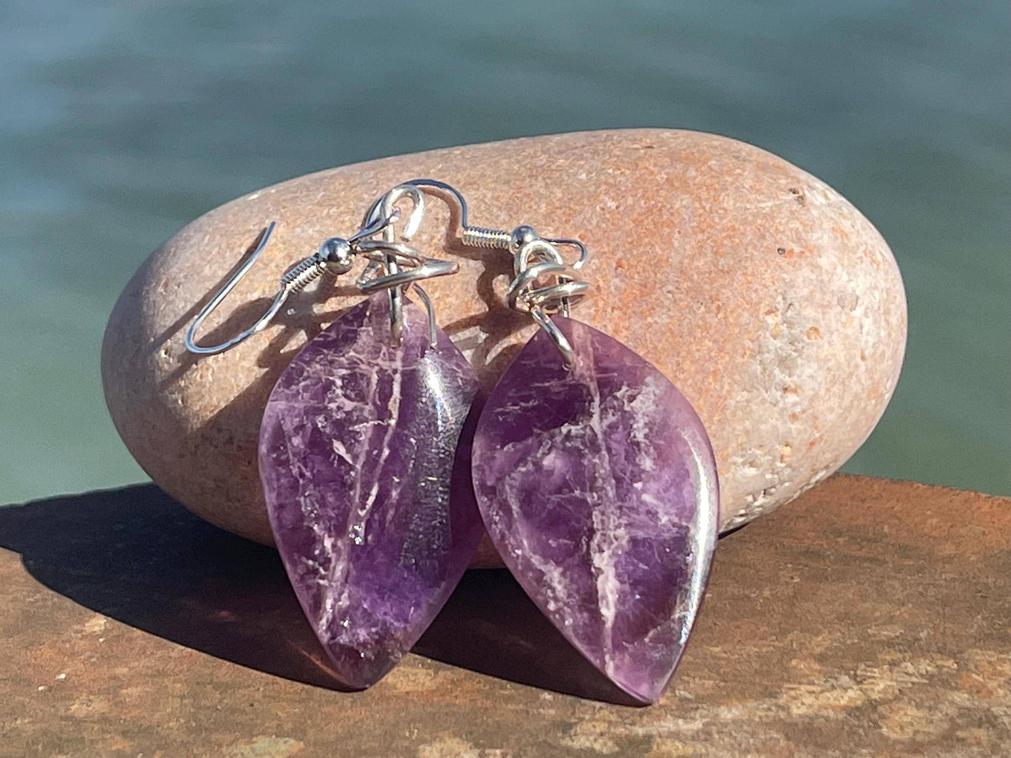 Handmade amethyst earrings, ethical jewellery, amethyst jewellery, handmade purple earrings, eco friendly earrings, purple jewellery, boho