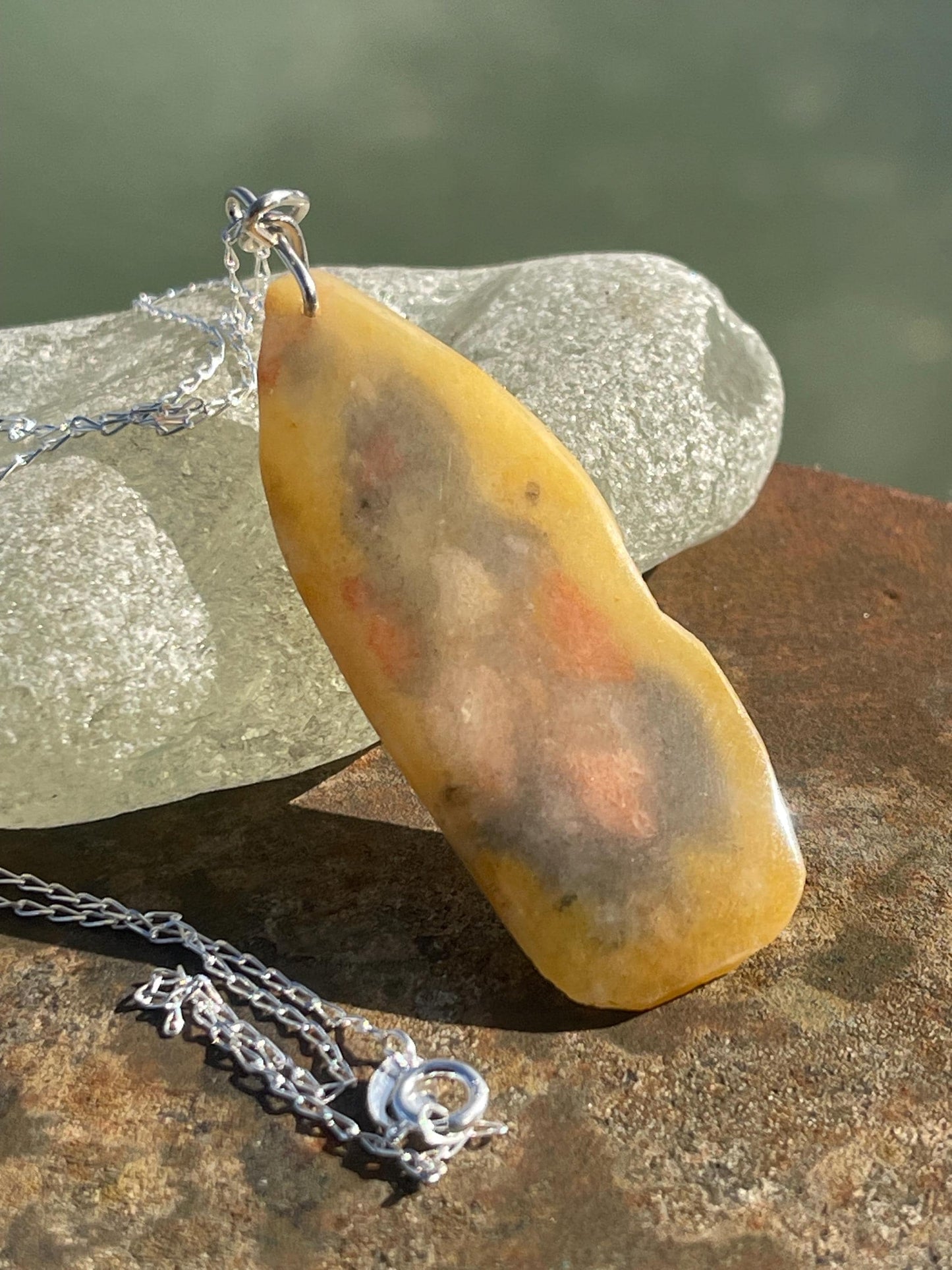 Agate necklace, ethical jewellery, bohemian necklace, unusual jewellery, agate pendant, white gemstone necklace. Boho jewellery