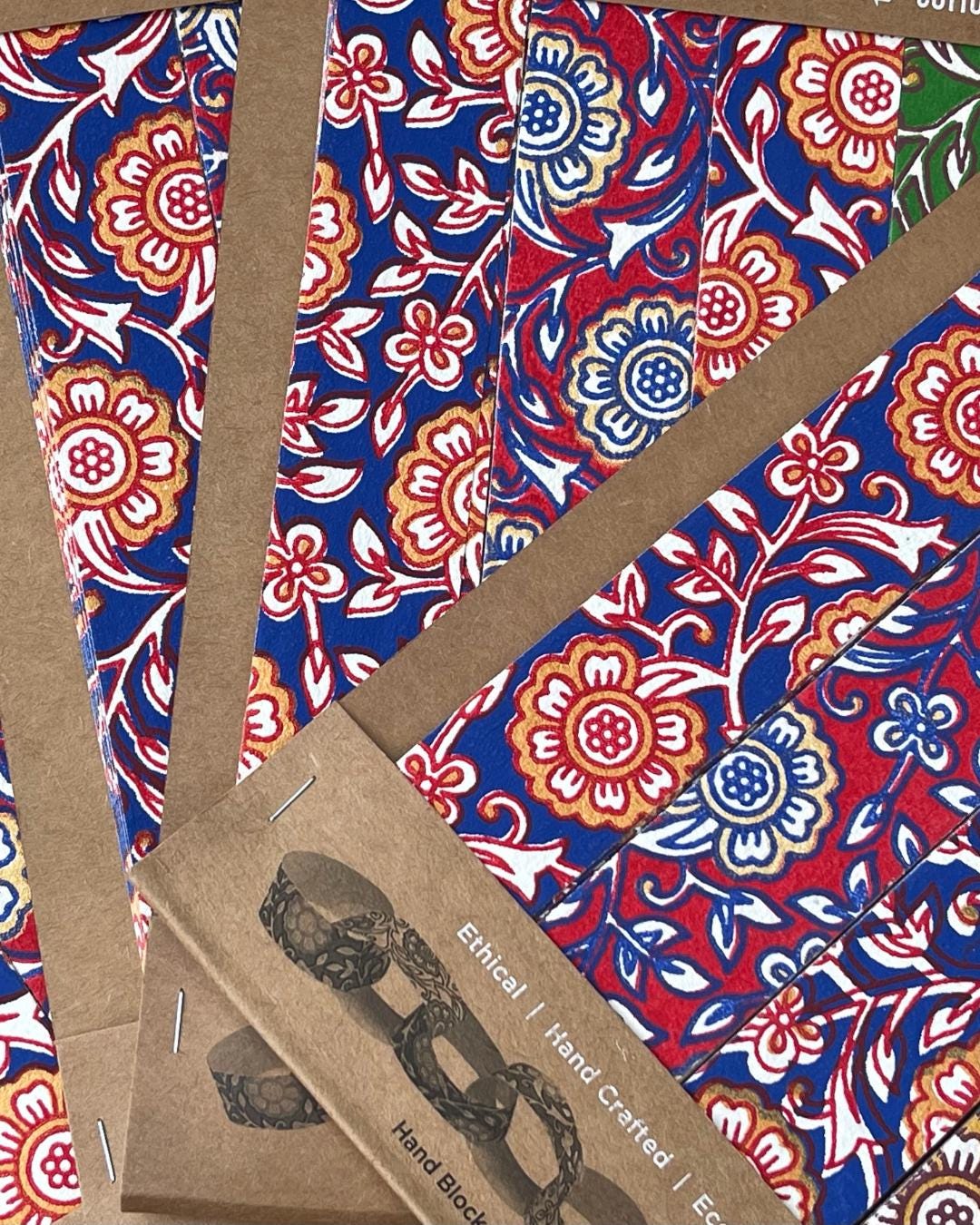 Recycled paper chains. Hand printed paper chains for parties and special occasions. Great family activity. Eco friendy paper garlands.