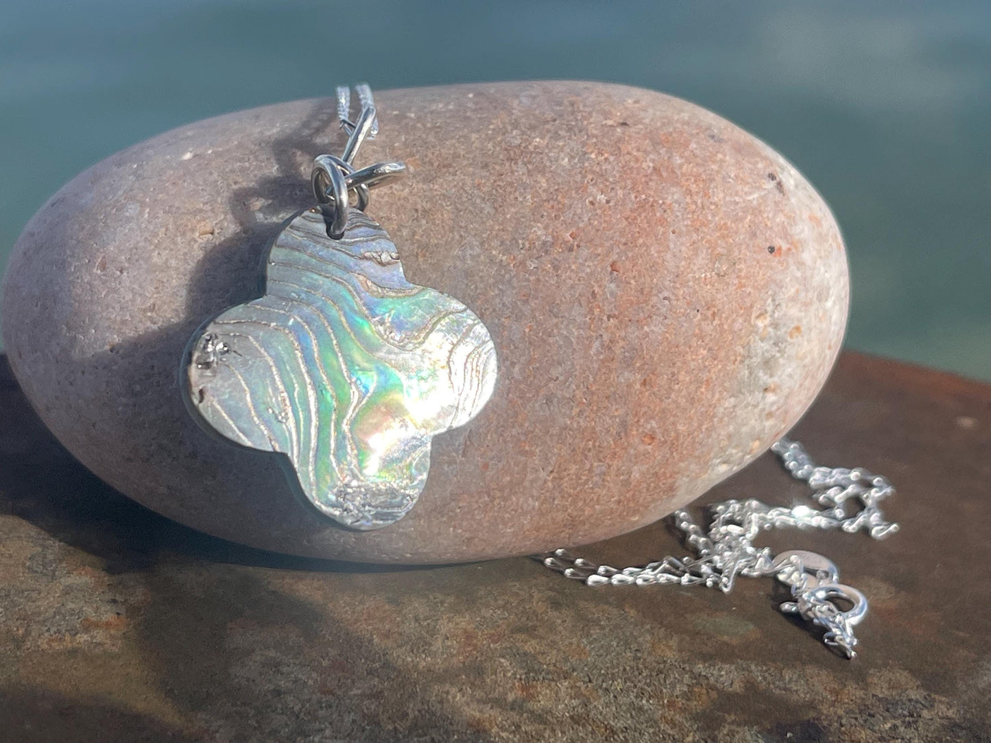 Abalone necklace, abalone jewellery, abalone pendant. Unusual gift for her or gift for him.unique necklace, boho pendant, handmade jewellery