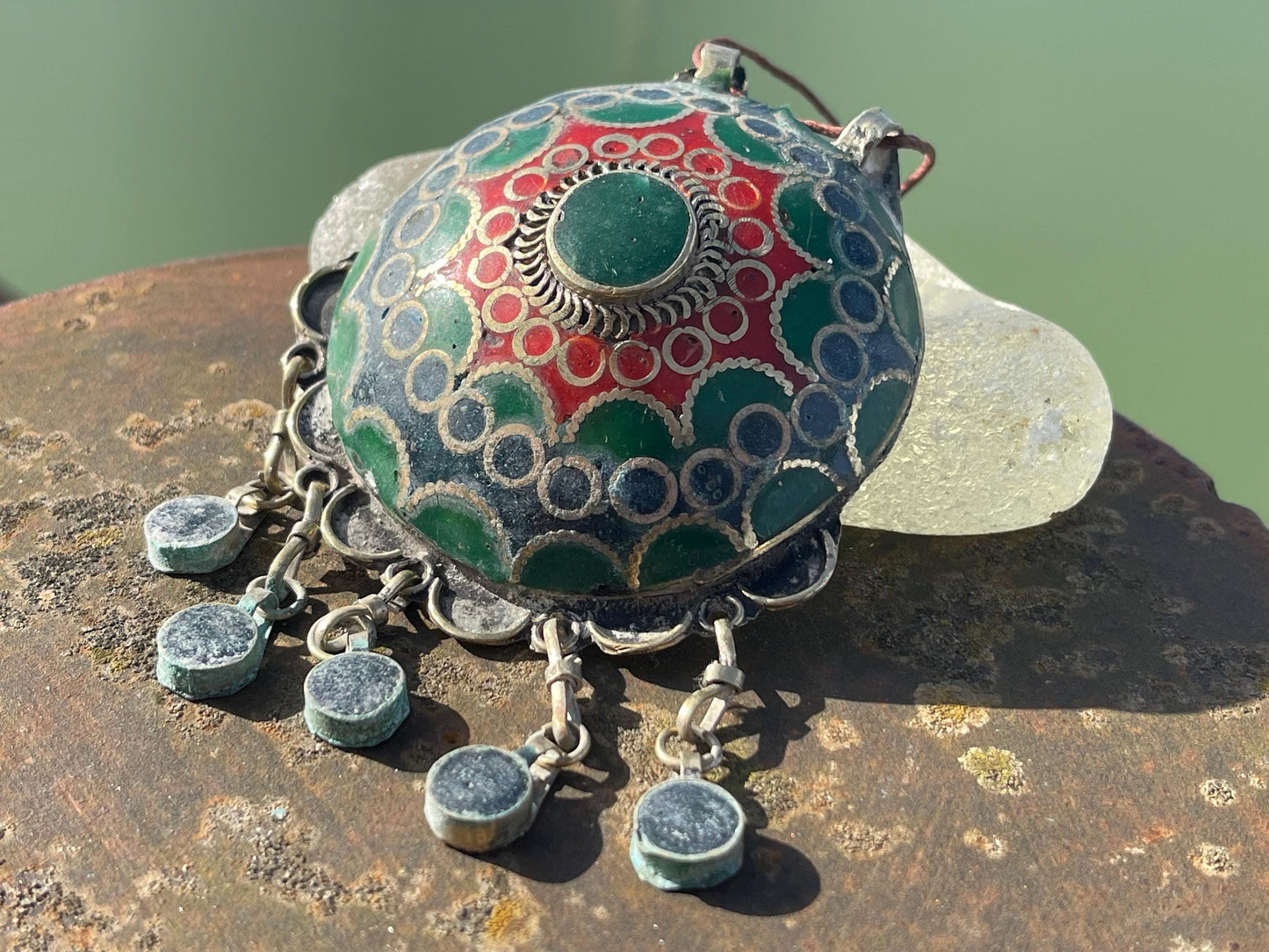 Gypsy jewellery, large necklace, enamel necklace, vintage jewellery, ethical jewellery, gypsy necklace, boho necklace, large jewellery