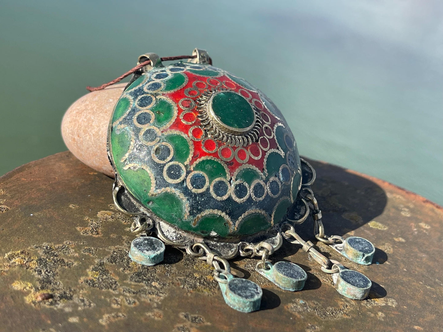 Gypsy jewellery, large necklace, enamel necklace, vintage jewellery, ethical jewellery, gypsy necklace, boho necklace, large jewellery